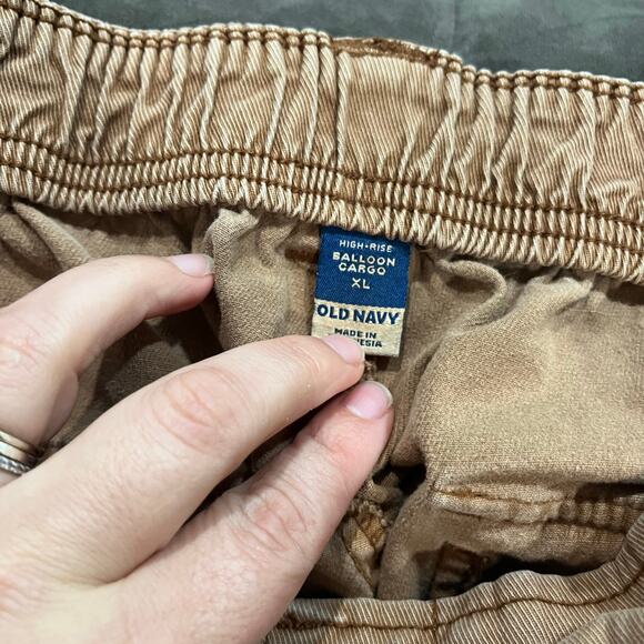 Old Navy Balloon Cargo Pants Size XL High Rise Brown Utility - Picture 6 of 9